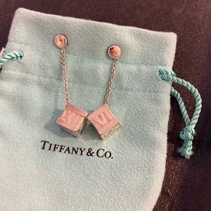 Tiffany & co atlas Roman numeral earrings cube dangle repaired